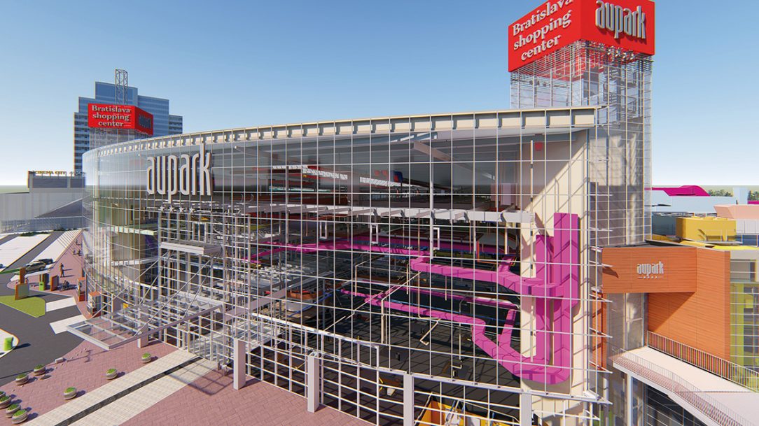 Obchodné centrum Aupark, Bratislava Digitalizácia existujúcej budovy a správa BIM modelu na účely facility managementu.