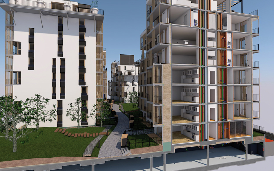 Bytový komplex NiDO I, Bratislava Projekt: 2016 – 2017, realizácia: 2016 – 2017. Po prvýkrát sa na Slovensku podarilo preniesť model na stavbu, tzv. BIM manažment, počas výstavby.