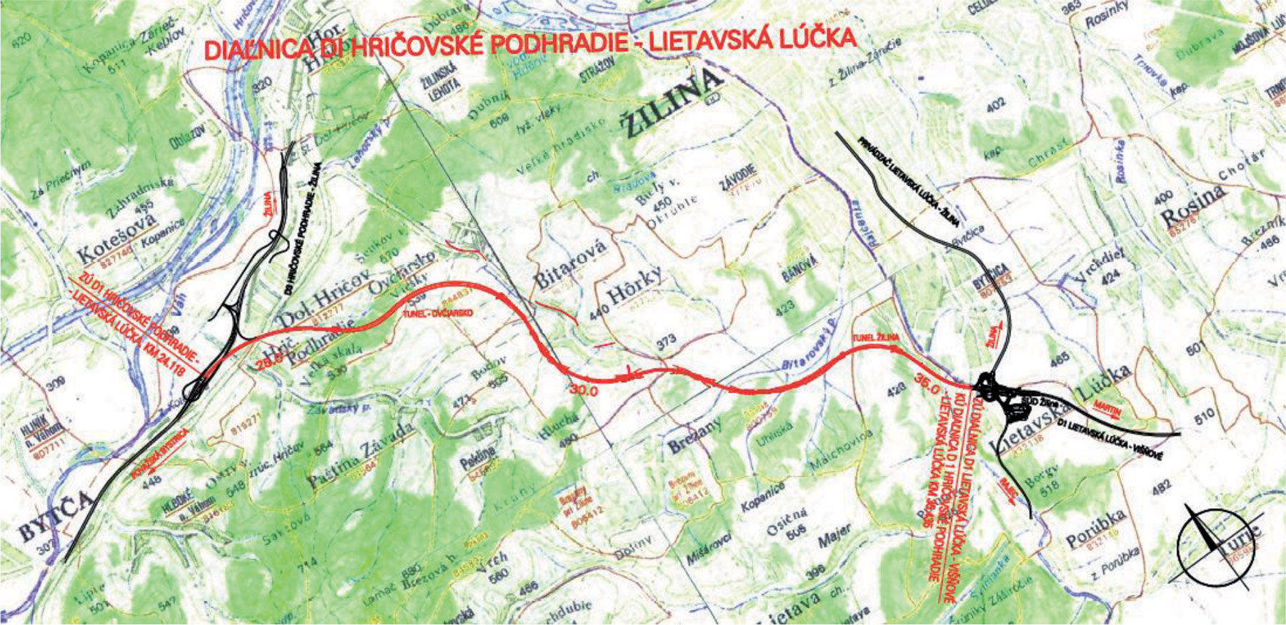 Obr. 1 Diaľničný úsek D1 Hričovské Podhradie – Lietavská Lúčka (Zdroj: NDS, a. s.)