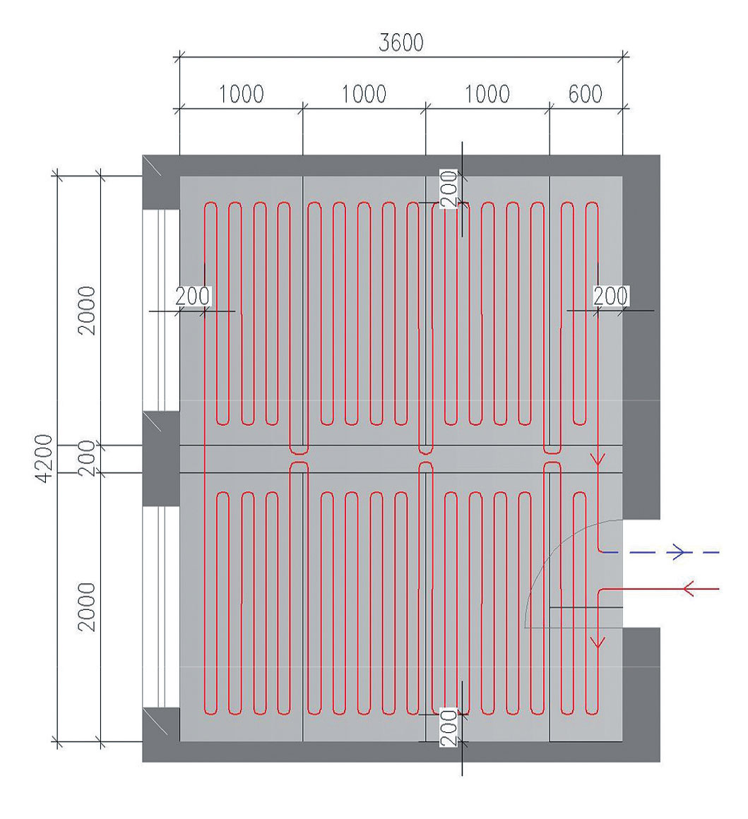Obr. 9 Kladačský výkres ITAP podlahových panelov s integrovanou rúrou