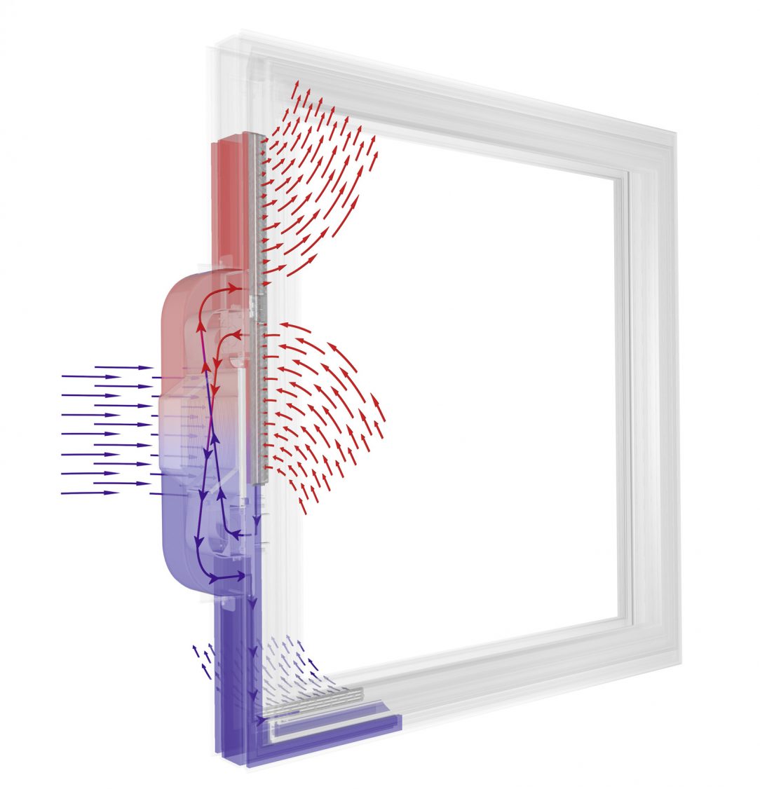Internorm I tec Vetranie je integrované priamo do rámu okna zabezpečuje 24 hodín čerstvý vzduch a optimálnu vnutornú klímu.