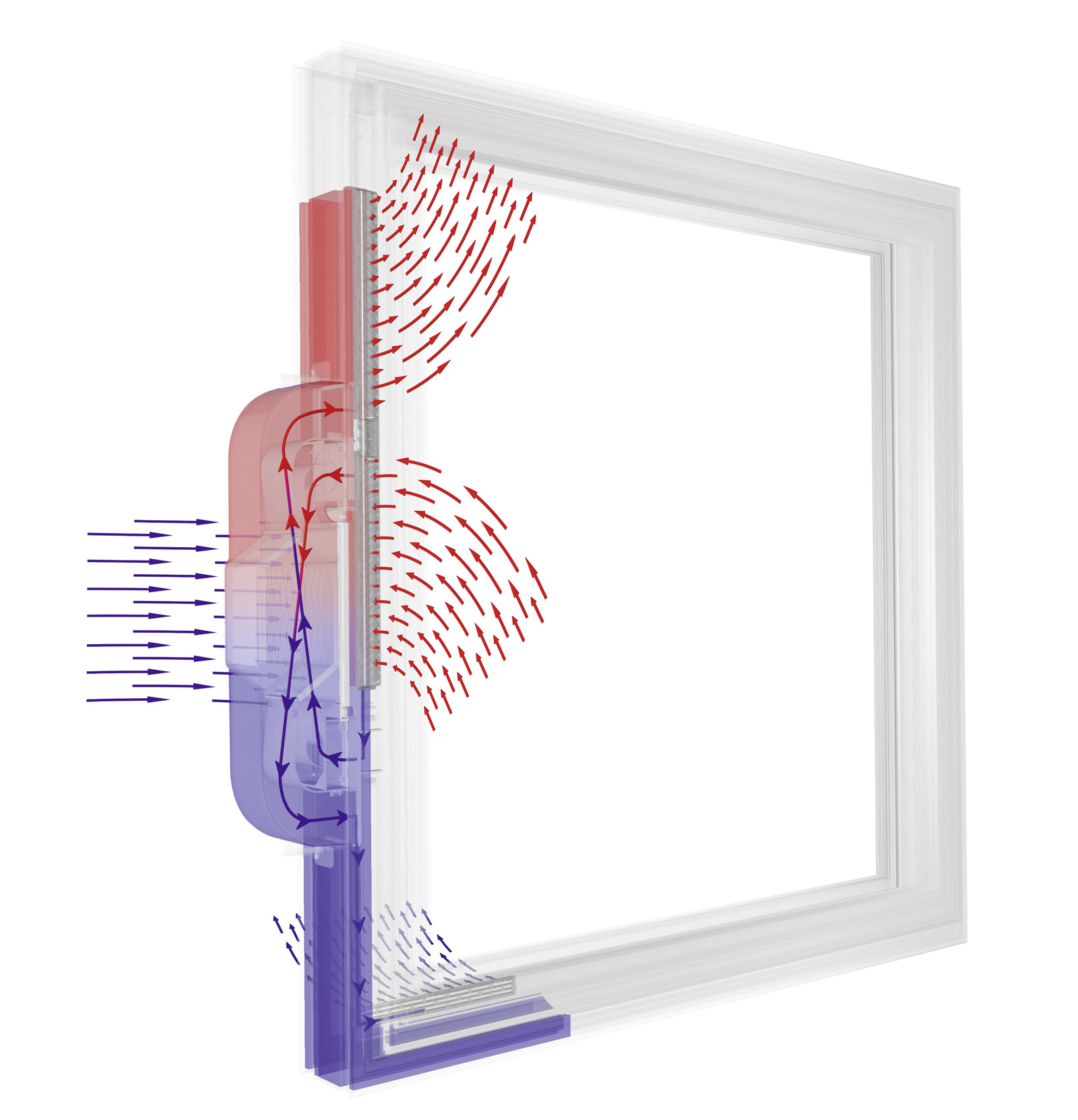 Internorm I tec Vetranie je integrované priamo do rámu okna zabezpečuje 24 hodín čerstvý vzduch a optimálnu vnutornú klímu.