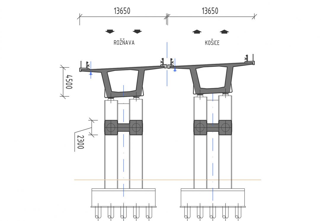 Obr. 5 Priečny rez mostom 205