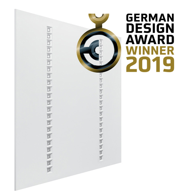 Panel IndiviLED, náhrada mriežkového stropného svietidla 4 x 18 W T8, ocenený cenou German Design Awards