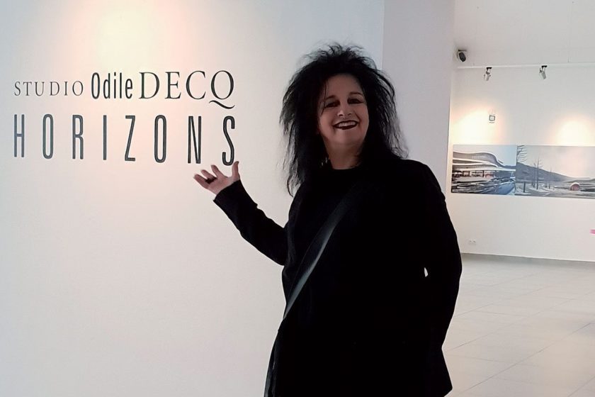 Odile Decq na svojej výstave v Tatranskej galérii v Poprade.
