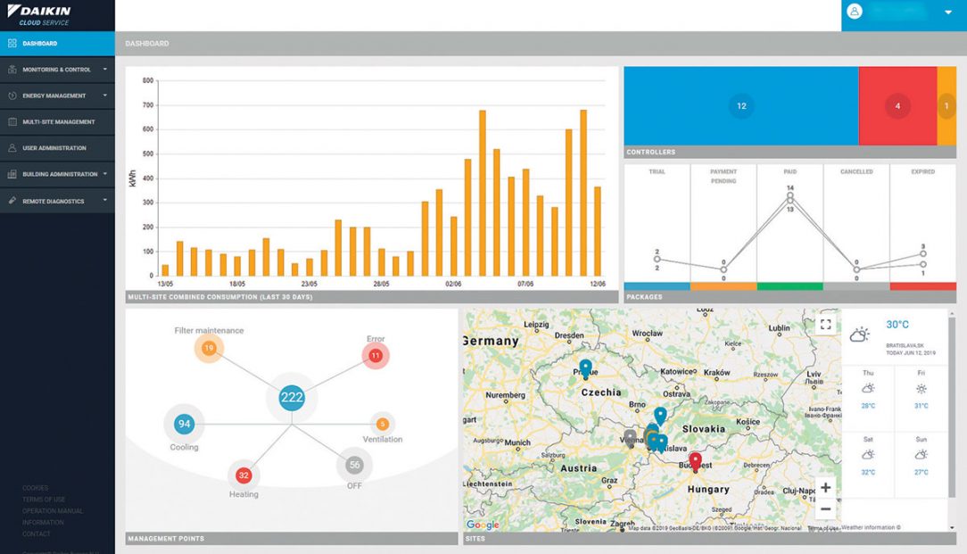 Dashboard cloudovej služby pre VRV systémy