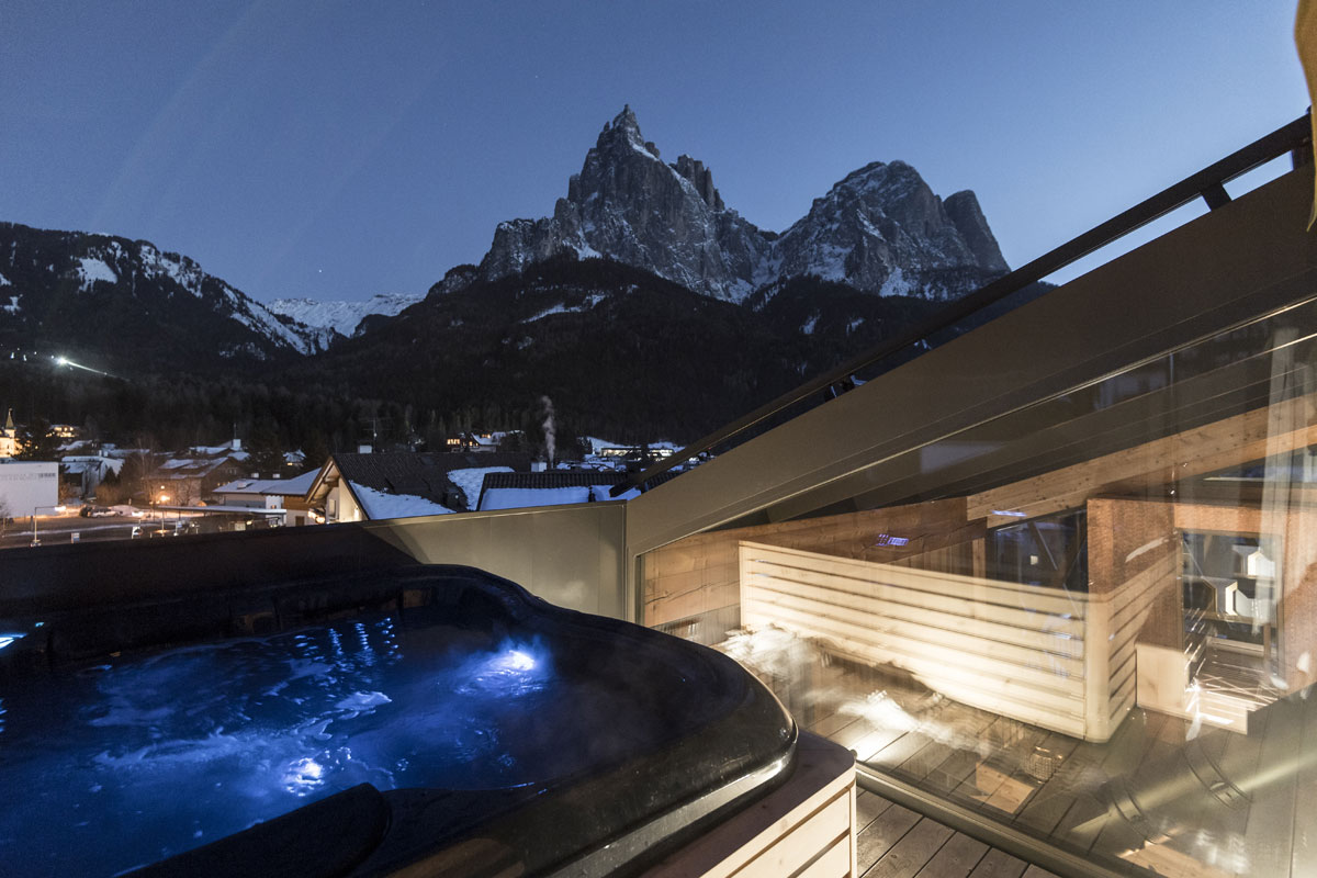 Sauna s výhľadom na Alpy