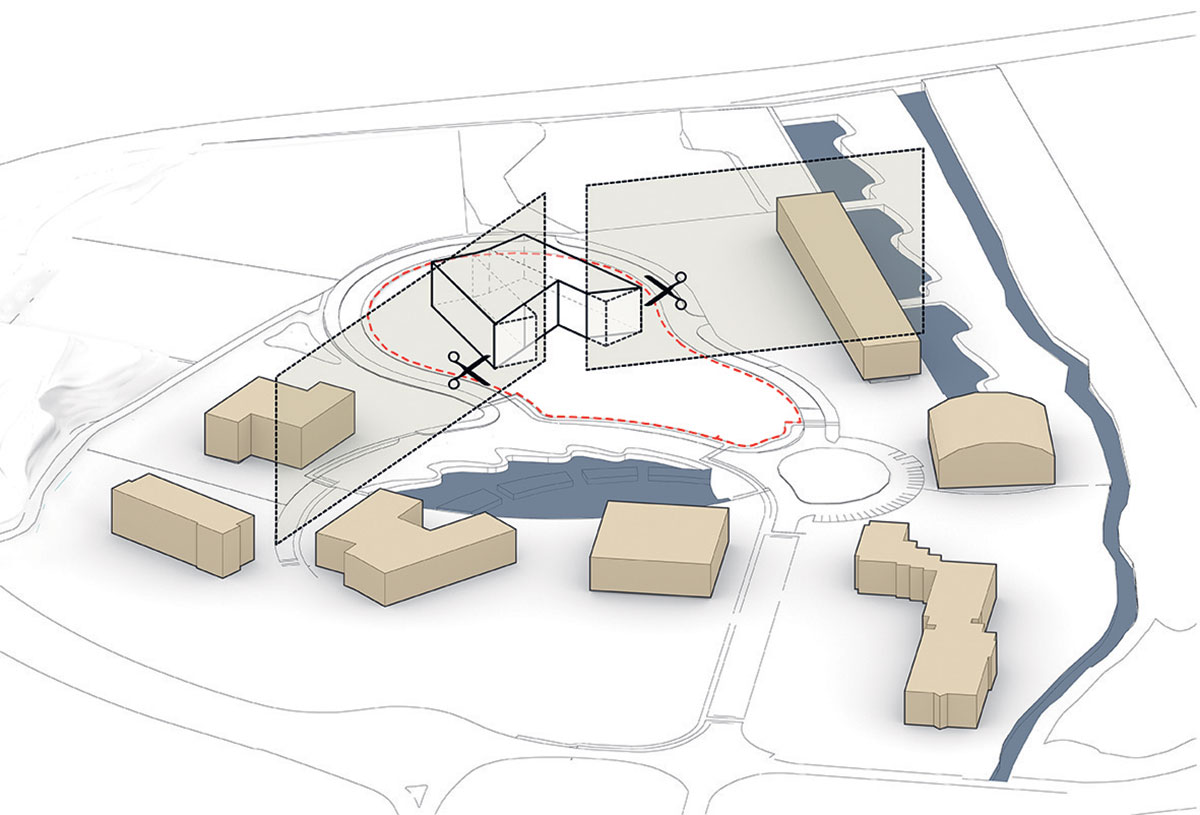 Nadväznosť geometrie vstupného pričelia na okolité objekty.