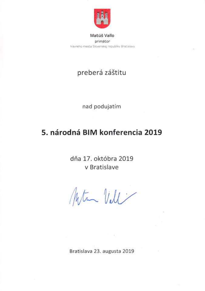 záštita nad 5. Národnou BIM konferenciou