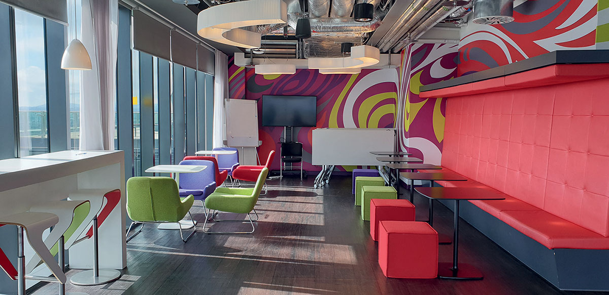 Coworkingová miestnosť v budove Microsoftu Dublin