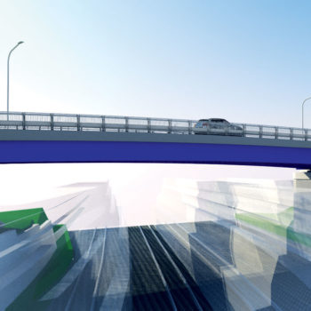 Obr. 8 Vizualizácia nového mostného objektu – pohľad zo železničnej trate