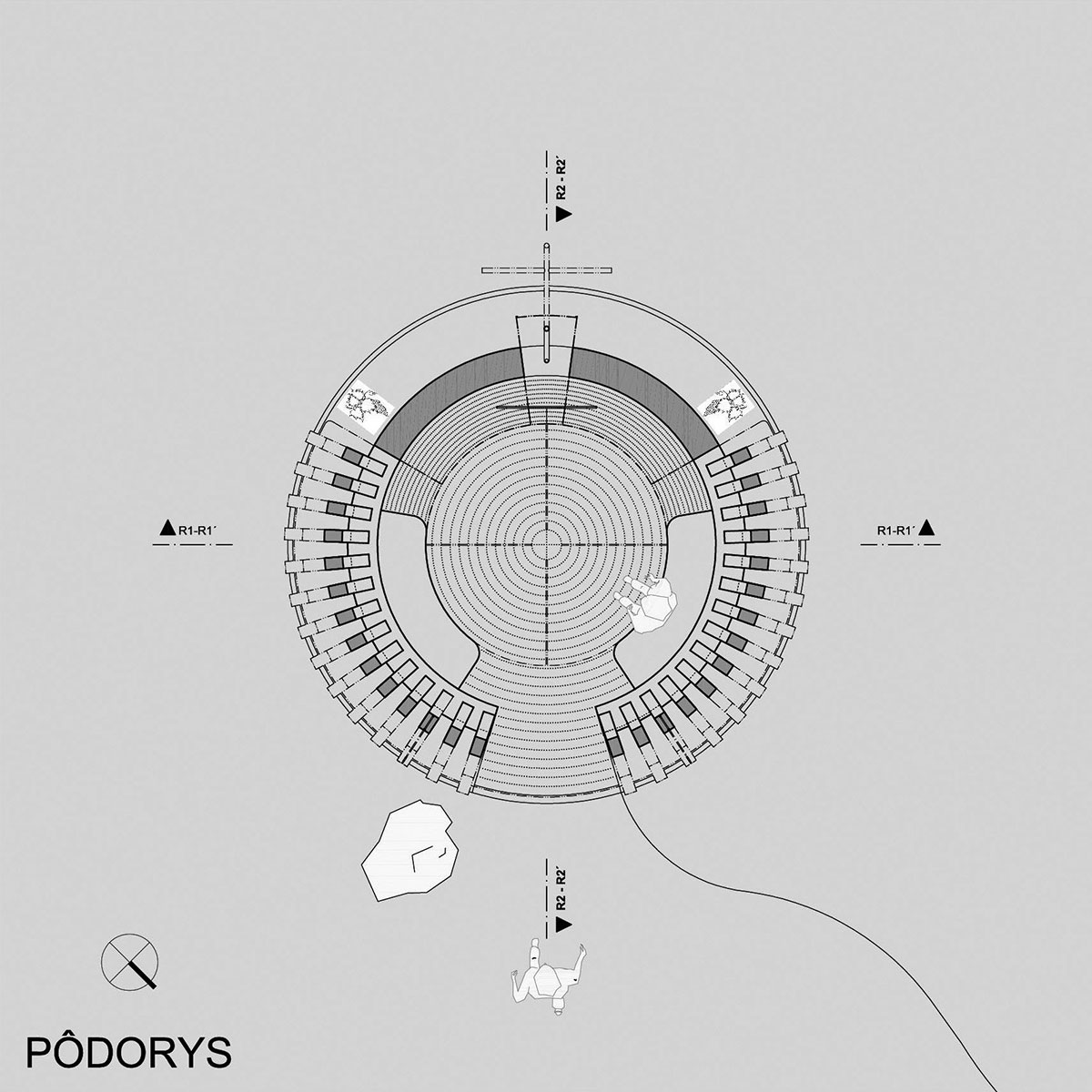 Pôdorys dispozícia kaplnky.