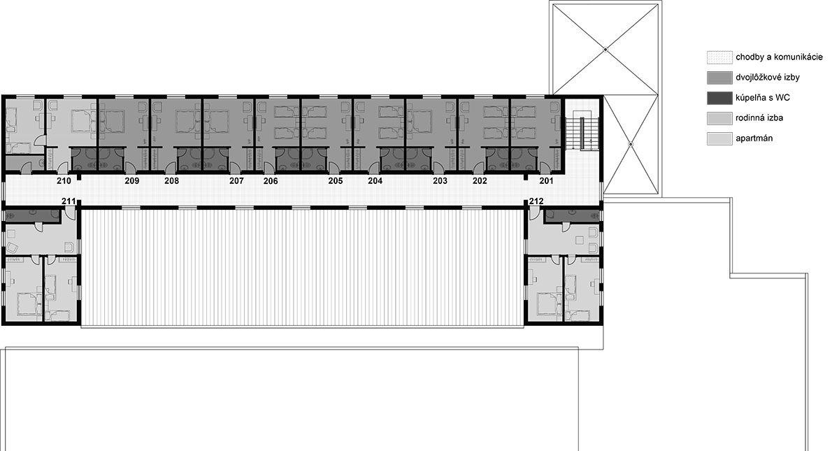 Pôdorys 2. NP – Bowlingové národné centrum.