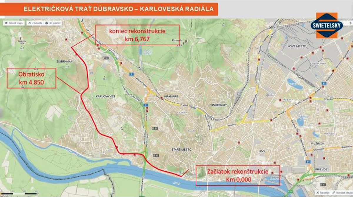 Obr. 1 Situácia rekonštrukcie Dúbravsko Karloveskej radiály