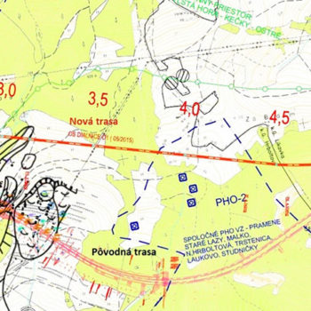 Obr. 3 Situácia pôvodnej a novej trasy diaľnice v km 1,0 – 6,0 vrátane tunela Čebrať