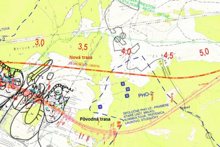 Obr. 3 Situácia pôvodnej a novej trasy diaľnice v km 1,0 – 6,0 vrátane tunela Čebrať