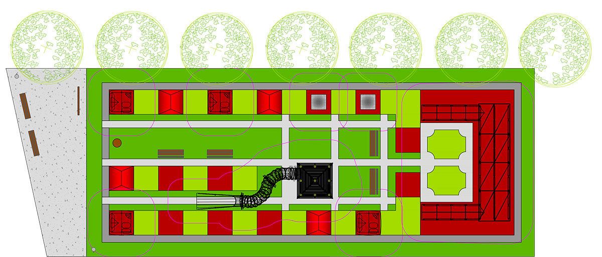  Pôdorys celého areálu detského tematického parku. 