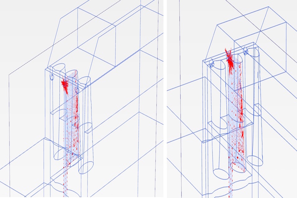 3D zobrazenie oválnych prvkov tryskovej injektáže