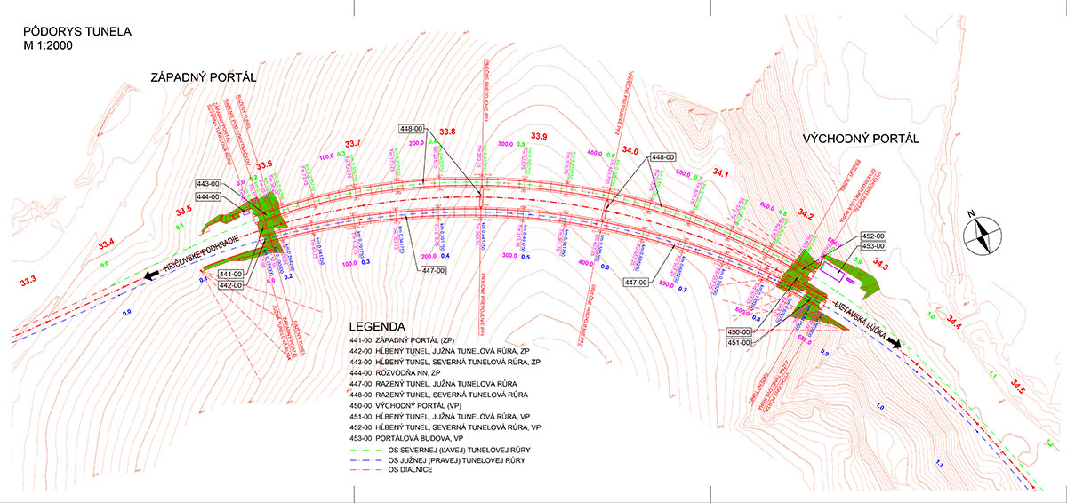 Obr. 2 Pôdorys tunela