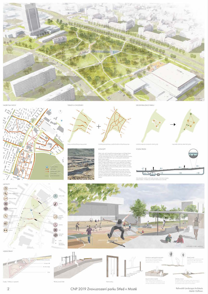 1. miesto – znovuzrodenie parku Střed v Moste by malo byť aj prostredníctvom ihrísk.