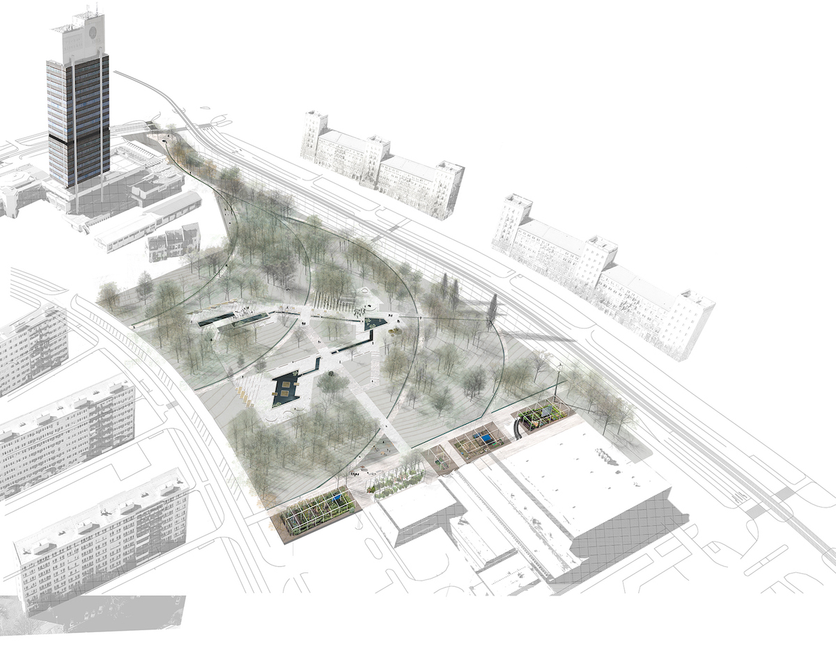 3. miesto – zasadenie parku do modernistickej štruktúry mesta.