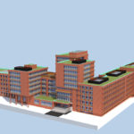 Vizualizácia administratívnej budovy po plánovanej obnove.