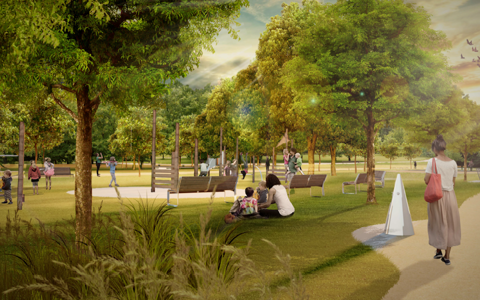 Vizualizácia revitalizácie parku.