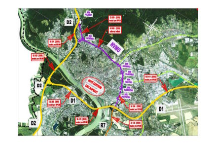 Obr. 2 Dopravné intenzity vypracované v rámci modelu pre Regionálny plán udržateľnej mobility – RPUM pre Bratislavu a celý BSK (rok 2050), (autor: Dr. Ing. M. Skýva)