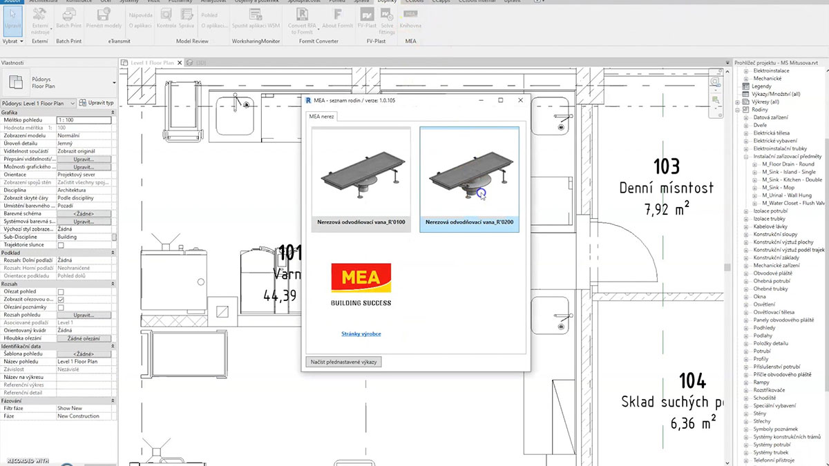 MEA projektování v BIM nerez 2