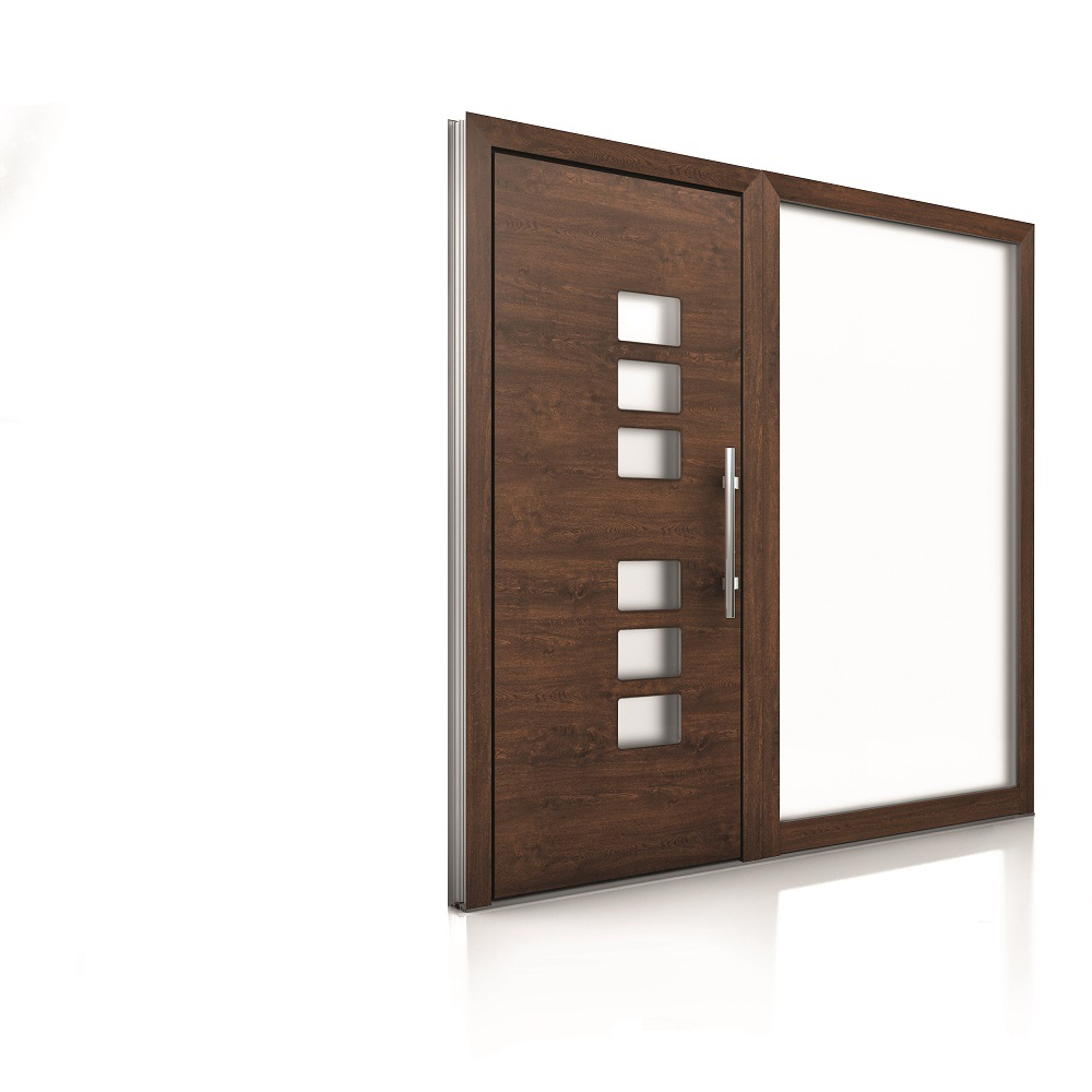 Internorm hliníkové vchodové dvere AT410 imitácia dreva 1000x1000 1