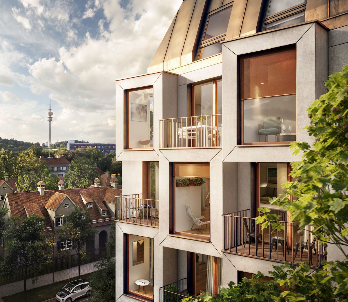 Každý byt je vybavený terasou, lodžiou alebo balkónom.