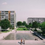 Vizualizácia verejného priestoru v okolí Domu Služieb v Dúbravke