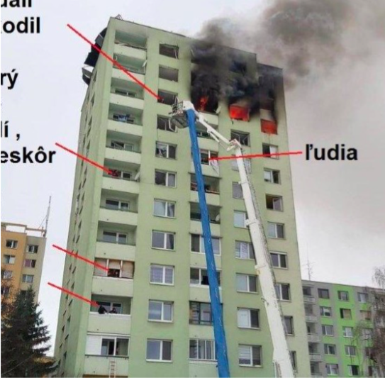 Obr. 6 Poškodenie bytového domu na Mukačevskej 7 v Prešove požiarom