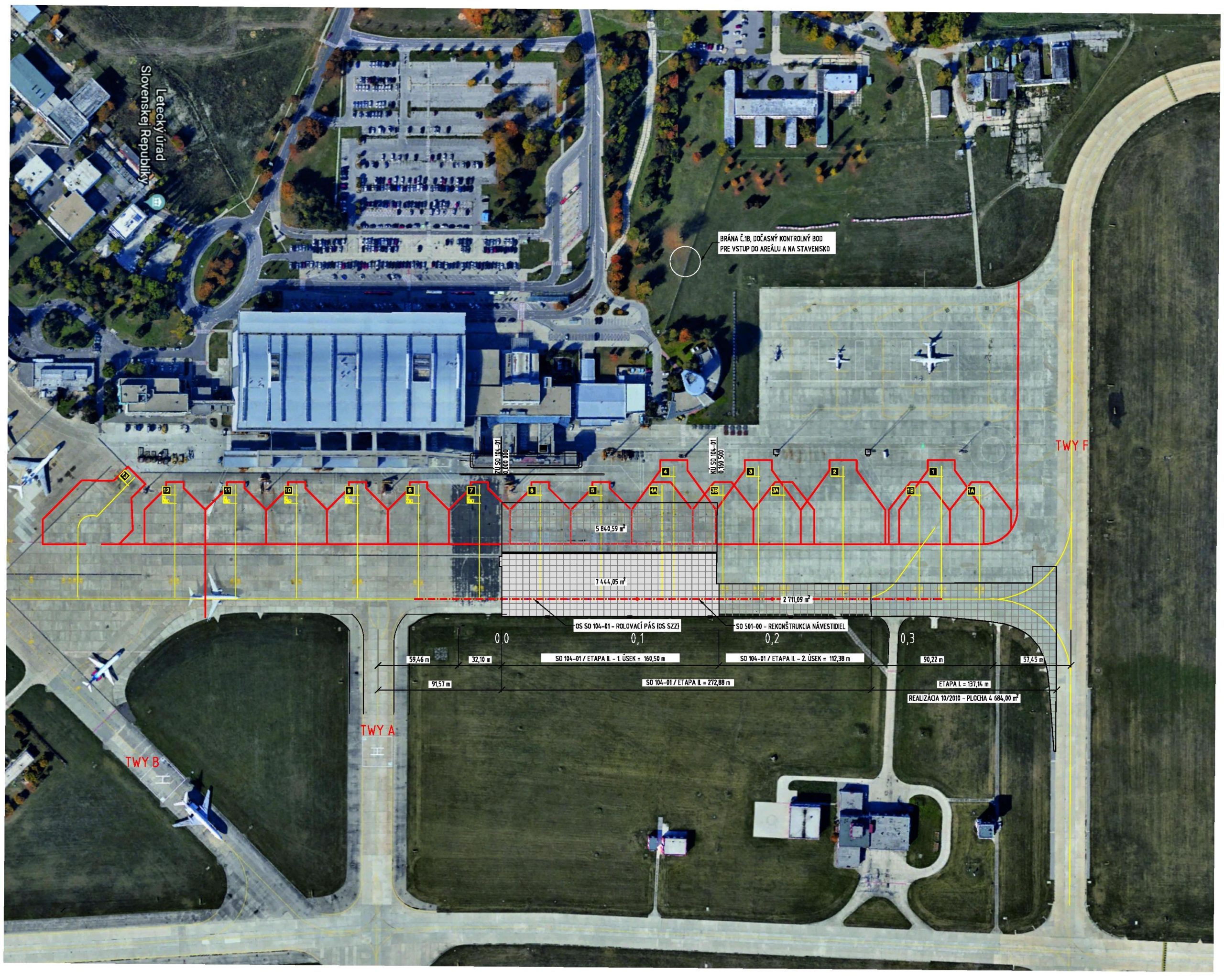 Obr. 1 Odbavovacia plocha (apron) Letiska M. R. Štefánika v Bratislave