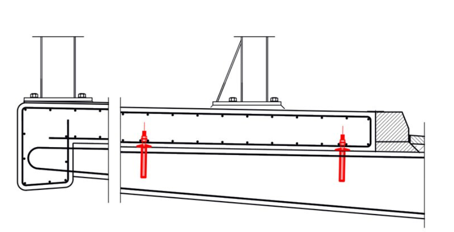Koncepcia usporiadania kotvenia mostnych rims pomocou Hilti HRB.