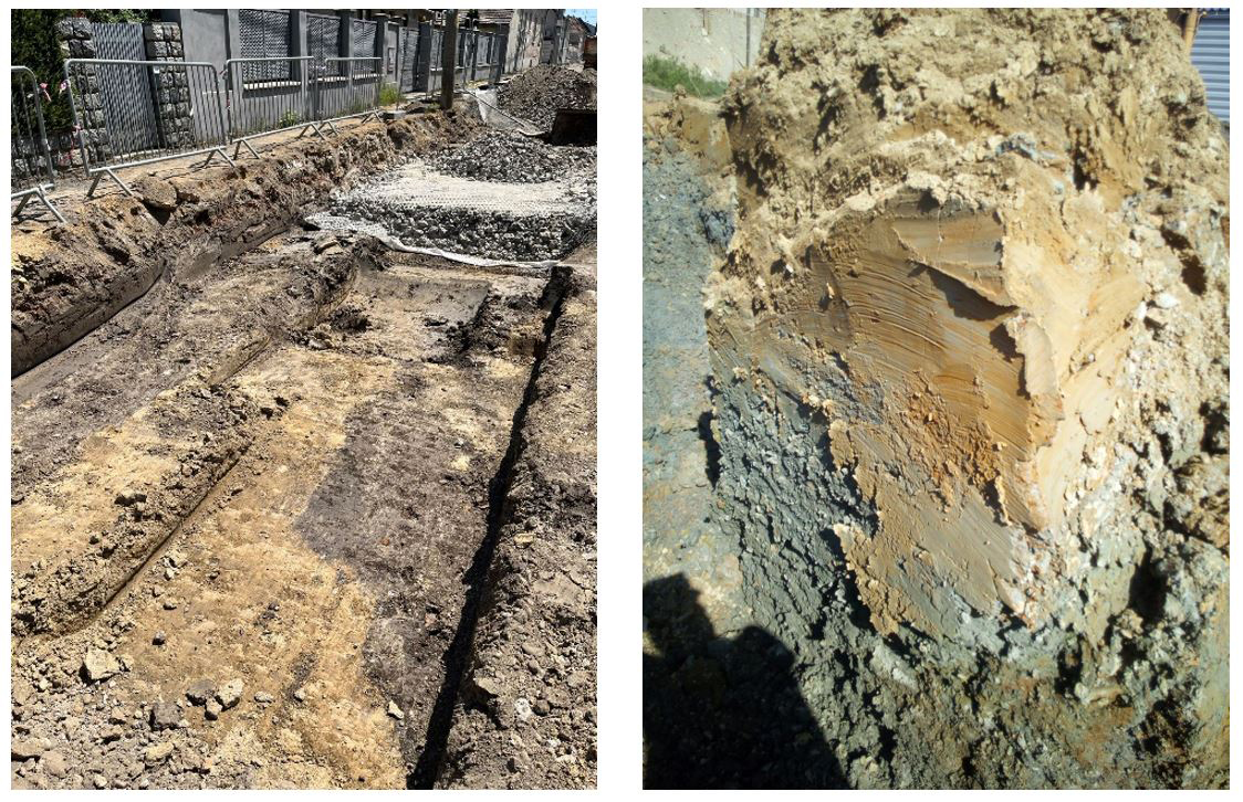 Obr. 2 Odlišné geotechnické parametre od predpokladu získaného prieskumom, napríklad odlišná mocnosť vrstiev podložia, nižšia únosnosť zemnej pláne a pod.