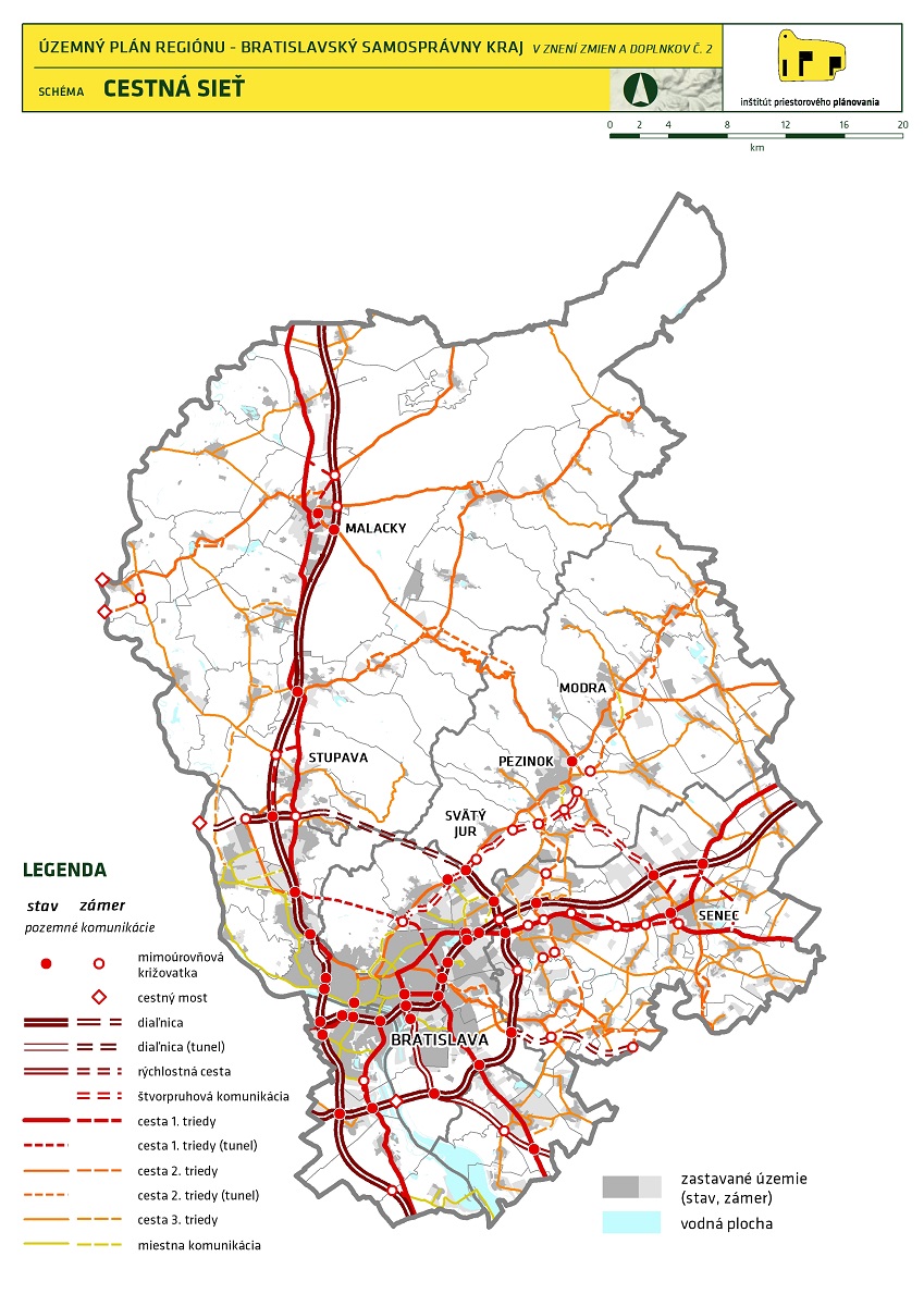 Územný plán regiónu- BSK. Schéma cestná sieť. 