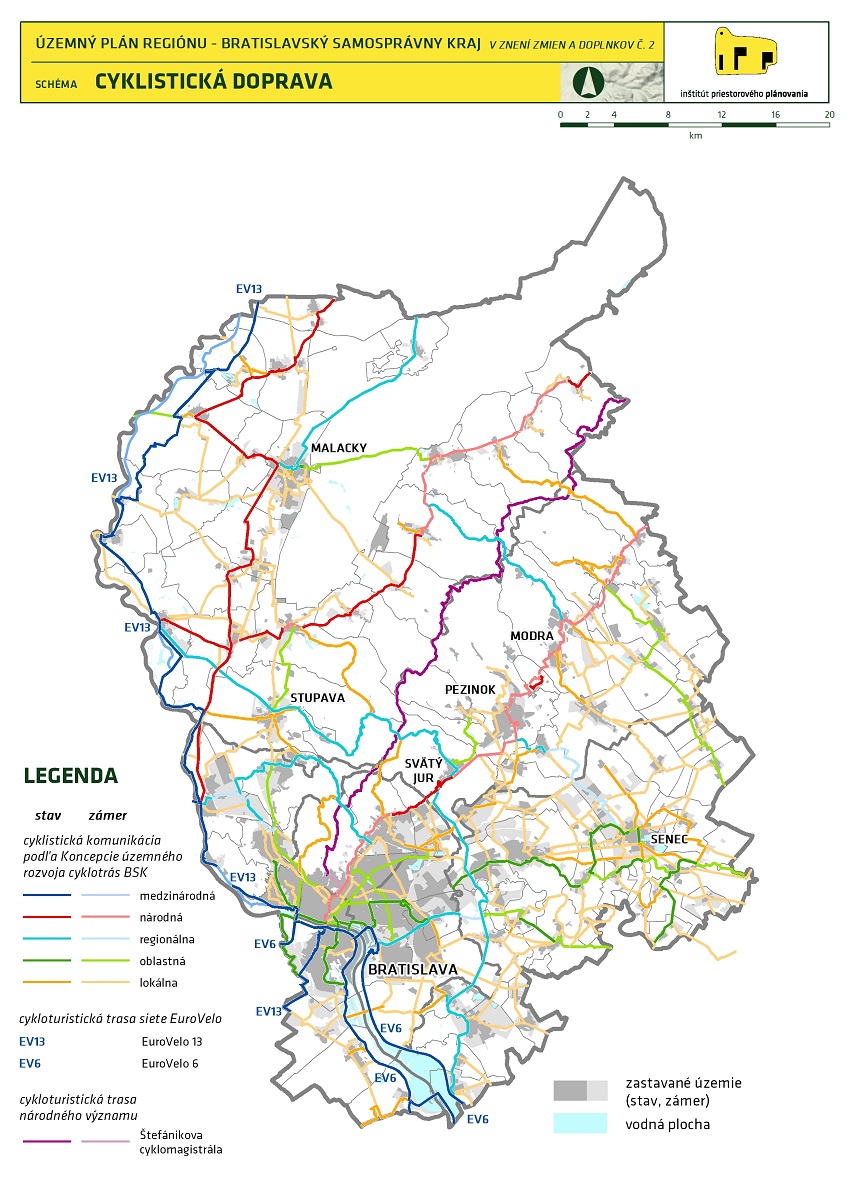 Územný plán regiónu- BSK. Schéma cyklistická doprava. 