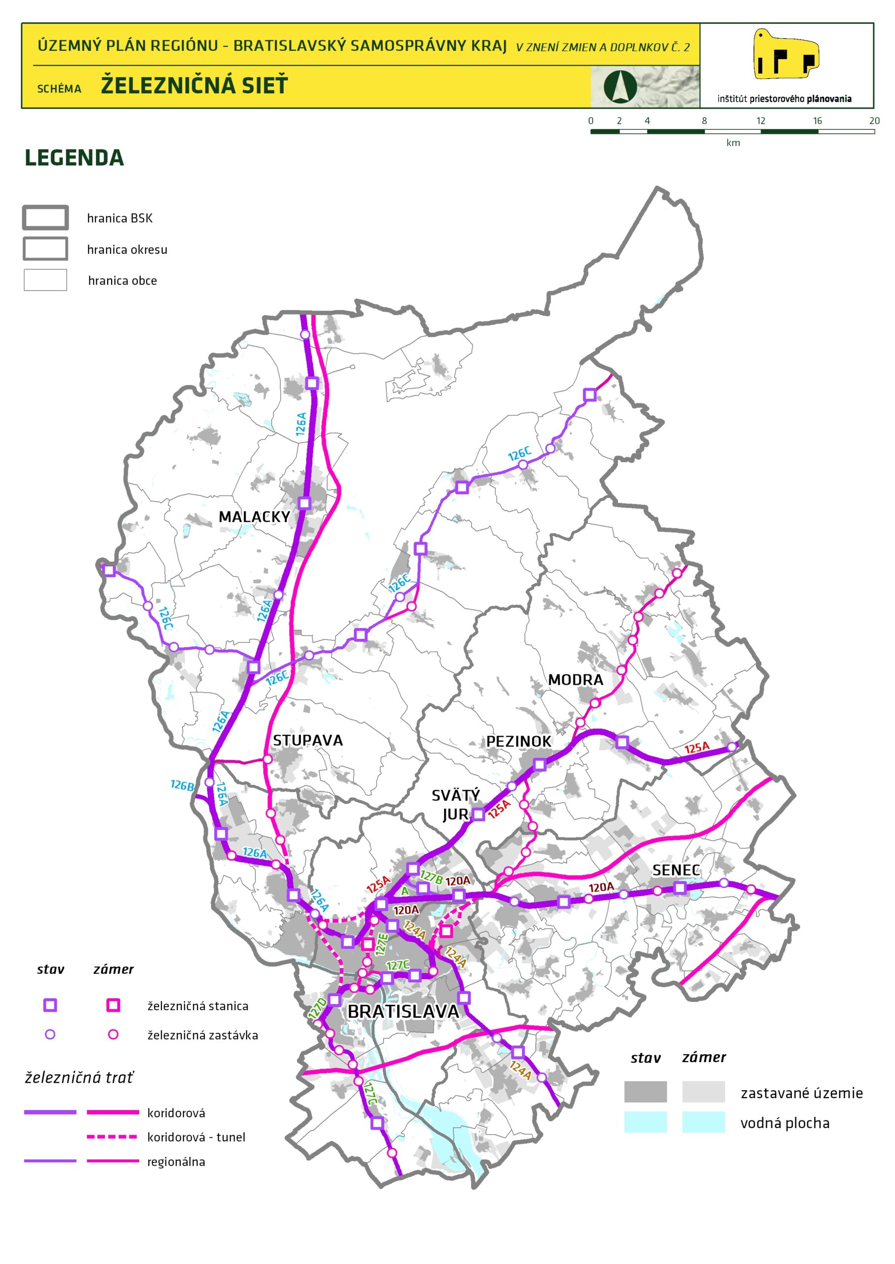 Územný plán regiónu- BSK. Schéma železničná sieť. 