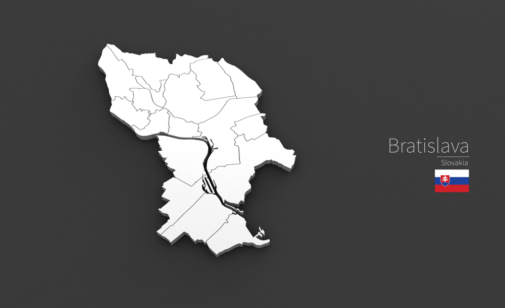 3D mapa Bratislavy.