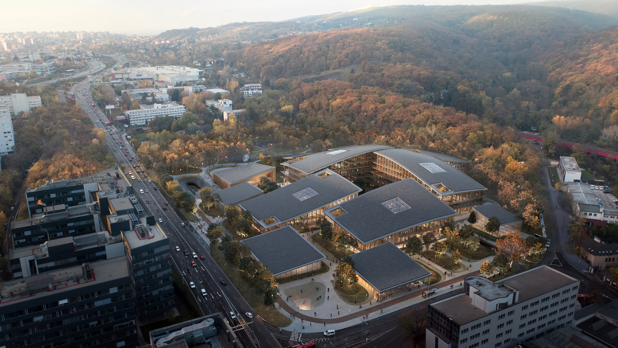 Sídlo spoločnosti ESET – ESET Campus 
– je výsledkom dvojročnej spolupráce firiem ESET a BIG-Bjarke Ingels Group. Generálnym projektantom diela 
je architektonický ateliér PANTOGRAPH.