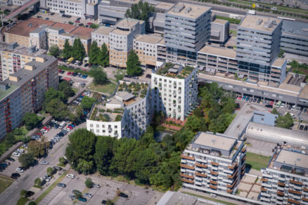 Vizualizácia výstavby nájomného bývania na Muchovom námestí v Bratislave.