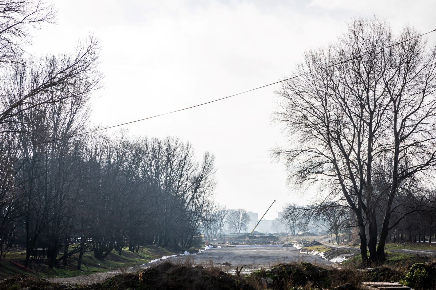 Výstavba električky v Petržalke.
