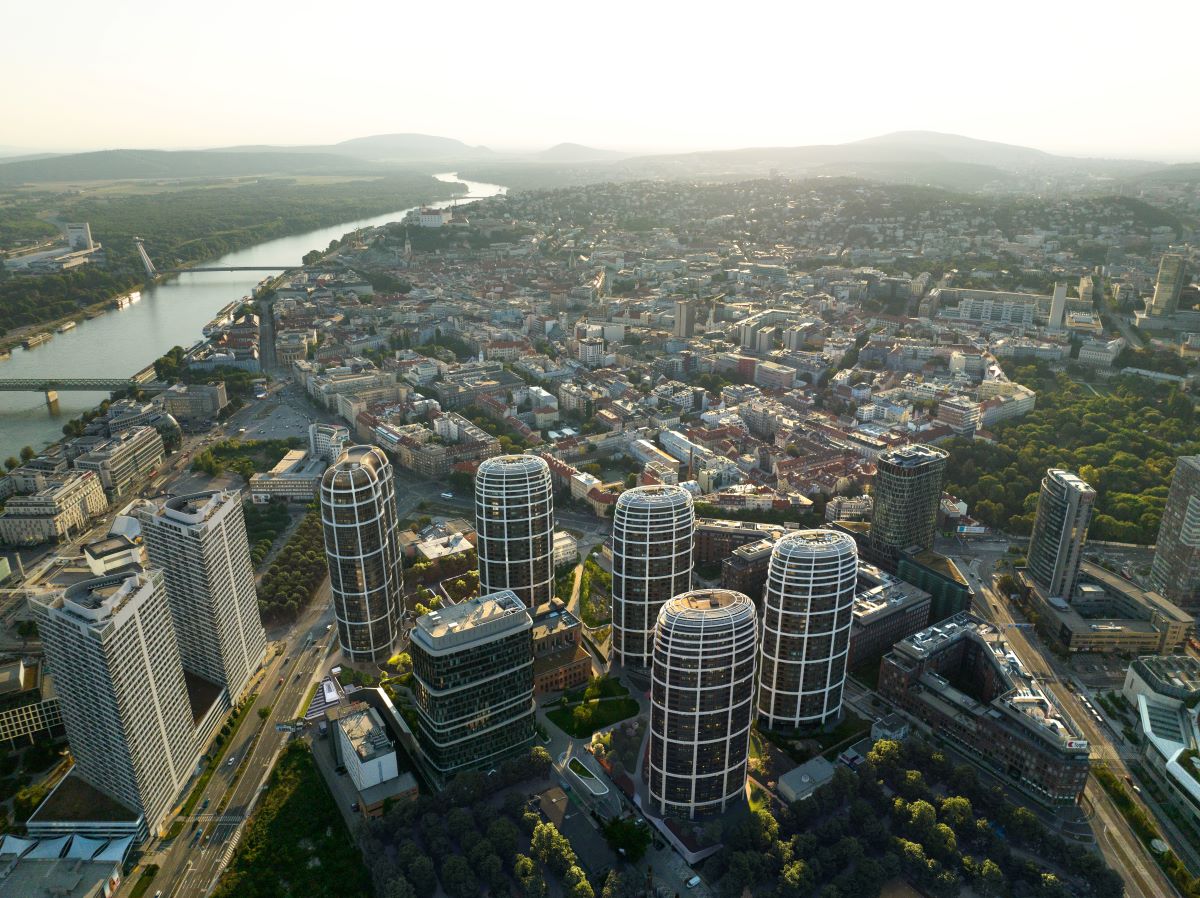 Vizualizácia projektu Sky Park so všetkými vežami