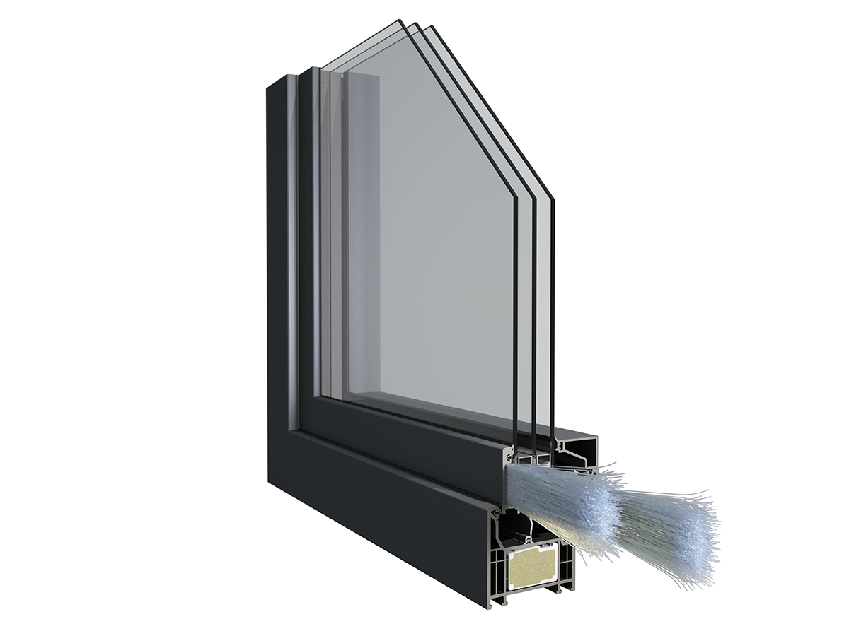 Rad PVC okien Elegant Infinity ThermoFibra dosahuje vynikajúce hodnoty tepelnej izolácie Uf = 0,85 W/(m2K) a ťaží z novej technológie i po vizuálnej stránke. 