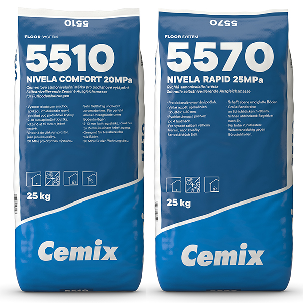 Samonivelizačné stierky Cemix 5510 a 5570 sa dodávajú v polyetylénových obaloch1
