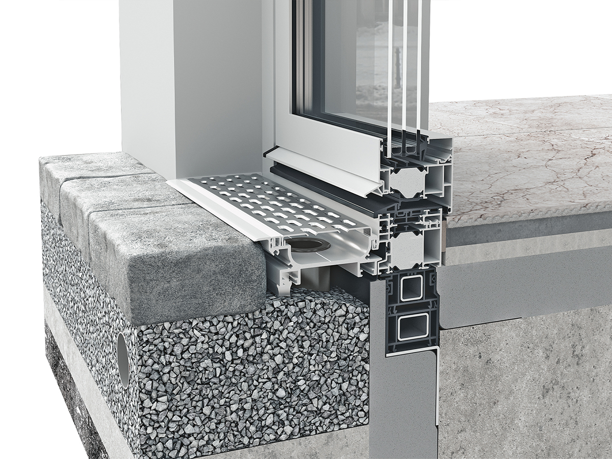 So systémom heroal W 77 môžete realizovať balkónové dvere od podlahy. V kombinácii s drenážnym systémom heroal DS sa vznikajúca voda z povrchu spoľahlivo odvedie.
