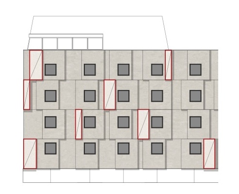 Plánovaný vizuál fasády od architekta Ľubomíra Závodného.