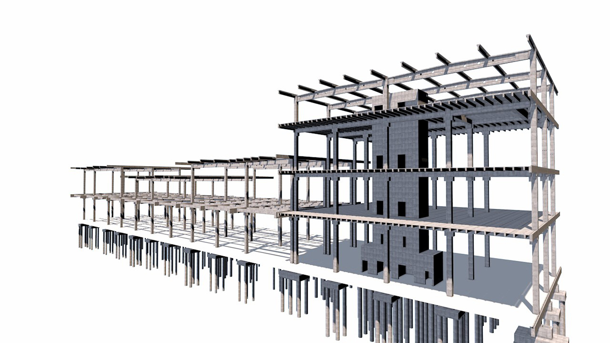 Obr.3 – 3D model nosnej konštrukcie – Rez objektmi Electrode a Mixing