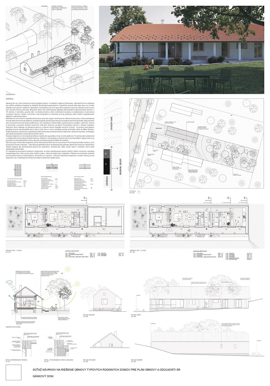 Gánkový dom – 2. zvýšená cena ex aequo, autori: Ing. arch. Martin Kvitkovský , Mgr. art. Martin Varga , Ing. arch. Jakub Hruška, Bc. Martina Kováčová z ateliéru Ô